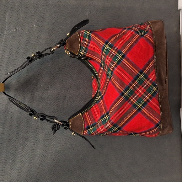 Dooney & Bourke Tartan Erica Women's Shoulder Bag Large - Red (BTART1479RDBL) - Picture 3 of 17